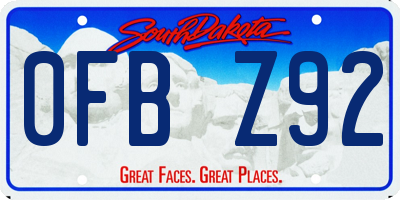 SD license plate 0FBZ92