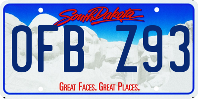 SD license plate 0FBZ93