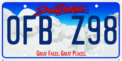 SD license plate 0FBZ98