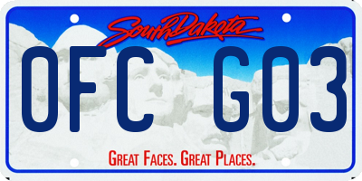 SD license plate 0FCG03