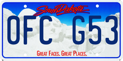 SD license plate 0FCG53