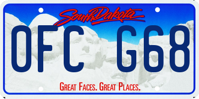 SD license plate 0FCG68