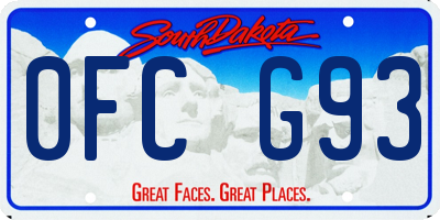 SD license plate 0FCG93