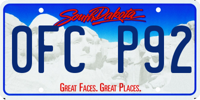 SD license plate 0FCP92