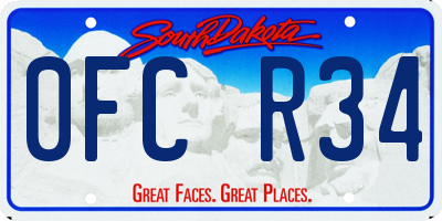 SD license plate 0FCR34