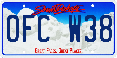 SD license plate 0FCW38
