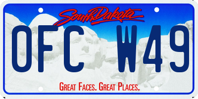 SD license plate 0FCW49