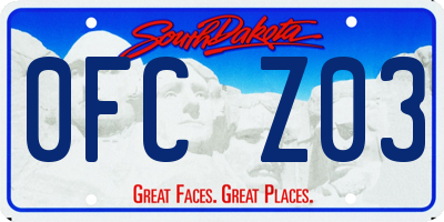 SD license plate 0FCZ03