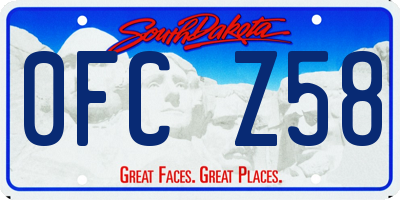 SD license plate 0FCZ58