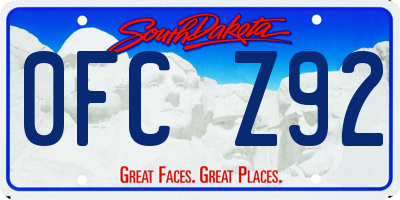 SD license plate 0FCZ92