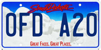 SD license plate 0FDA20