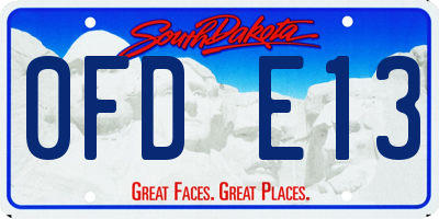 SD license plate 0FDE13