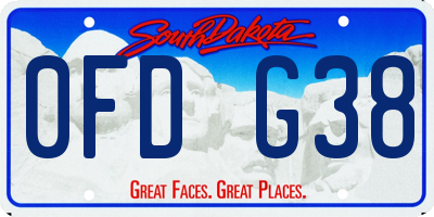SD license plate 0FDG38