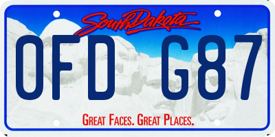 SD license plate 0FDG87