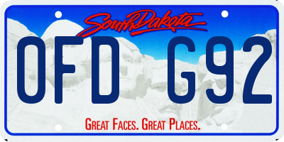 SD license plate 0FDG92