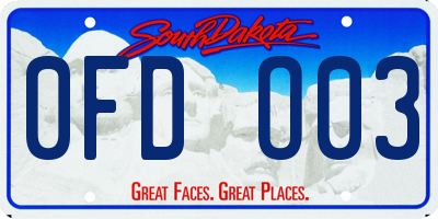 SD license plate 0FDO03