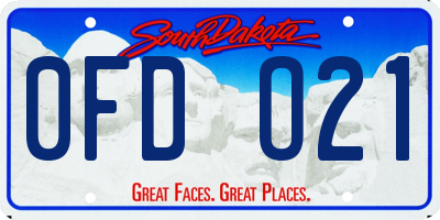 SD license plate 0FDO21