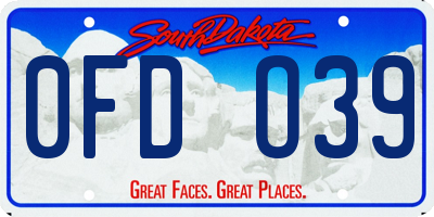 SD license plate 0FDO39