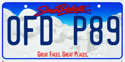 SD license plate 0FDP89