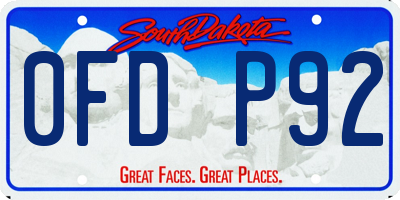 SD license plate 0FDP92