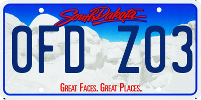 SD license plate 0FDZ03