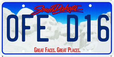 SD license plate 0FED16