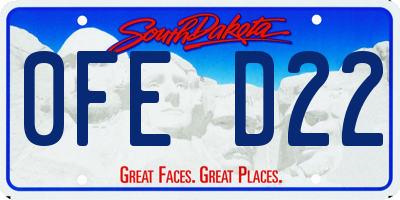 SD license plate 0FED22