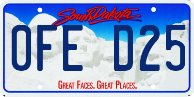 SD license plate 0FED25