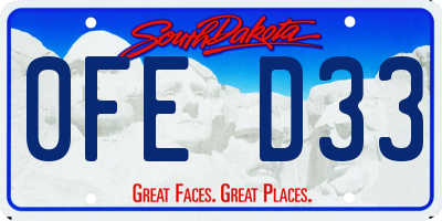 SD license plate 0FED33