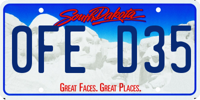 SD license plate 0FED35