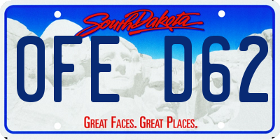 SD license plate 0FED62