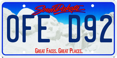 SD license plate 0FED92