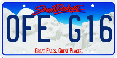 SD license plate 0FEG16
