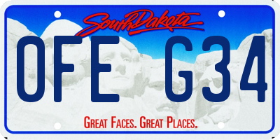 SD license plate 0FEG34