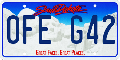 SD license plate 0FEG42