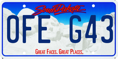 SD license plate 0FEG43