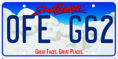 SD license plate 0FEG62