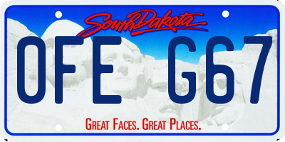 SD license plate 0FEG67