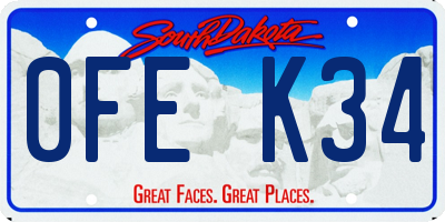 SD license plate 0FEK34
