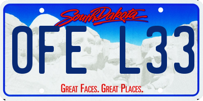 SD license plate 0FEL33