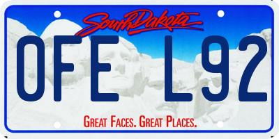 SD license plate 0FEL92