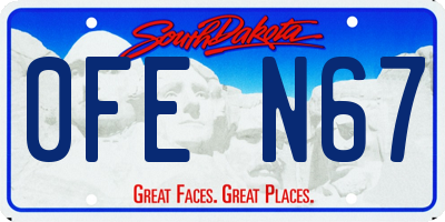 SD license plate 0FEN67