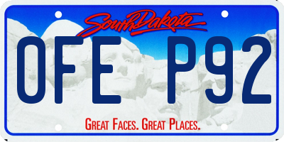 SD license plate 0FEP92