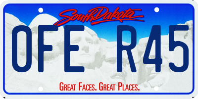 SD license plate 0FER45