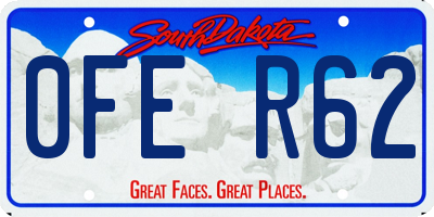 SD license plate 0FER62