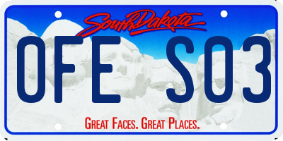 SD license plate 0FES03