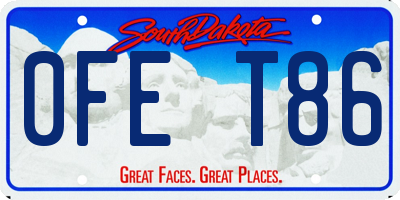 SD license plate 0FET86