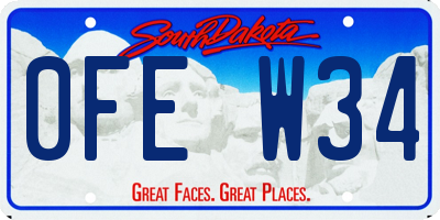 SD license plate 0FEW34