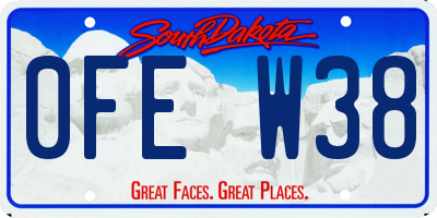 SD license plate 0FEW38