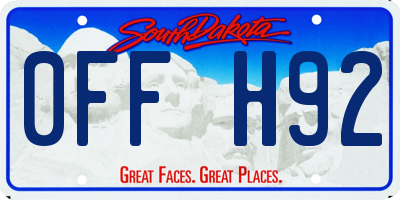 SD license plate 0FFH92